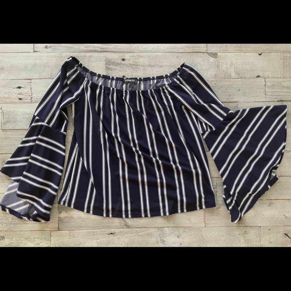 Express Off Shoulder Top with Flare Sleeves
